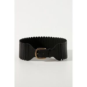Anthropologie Tabitha Tall Leather Corset Belt Black 3X Plus Size Wide Stretch